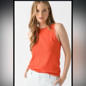 Vince Orange Double Layer Knit Shell Tank Top Size medium classic timeless